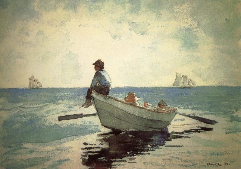 Winslow Homer Small fishing boats on the boy oil painting image